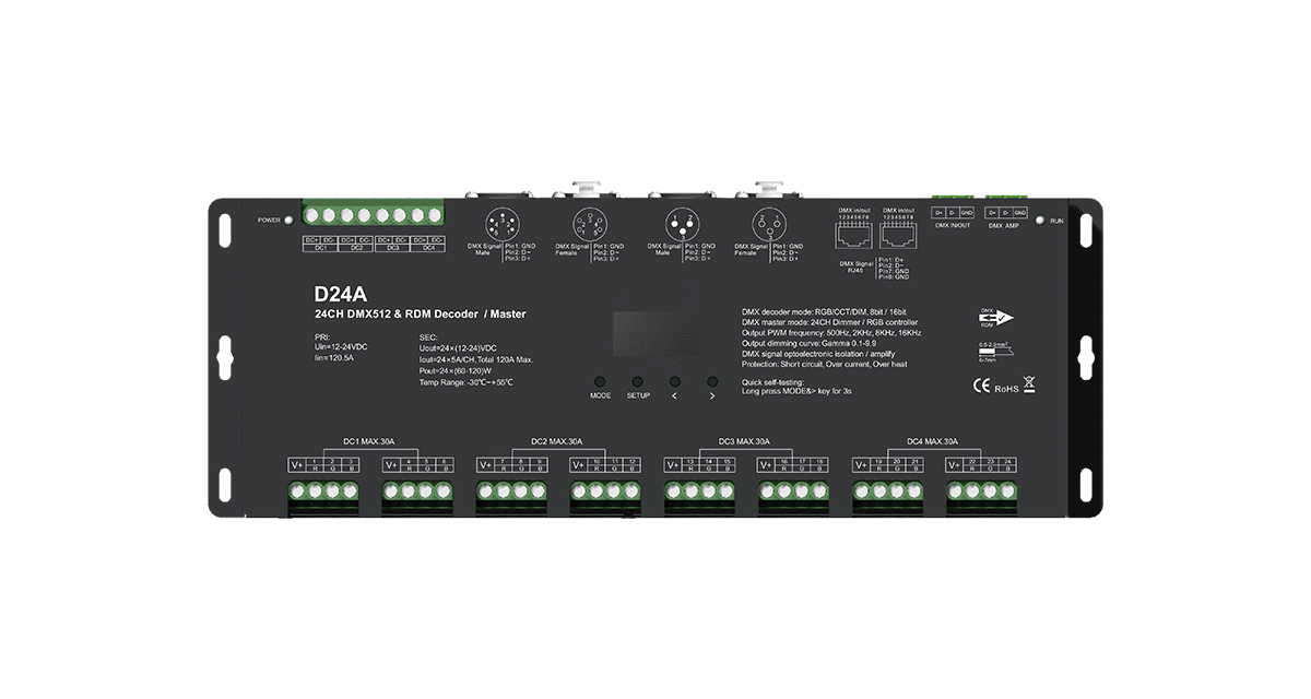 D24A 24CHDMX512 Decoder (OLED screen)